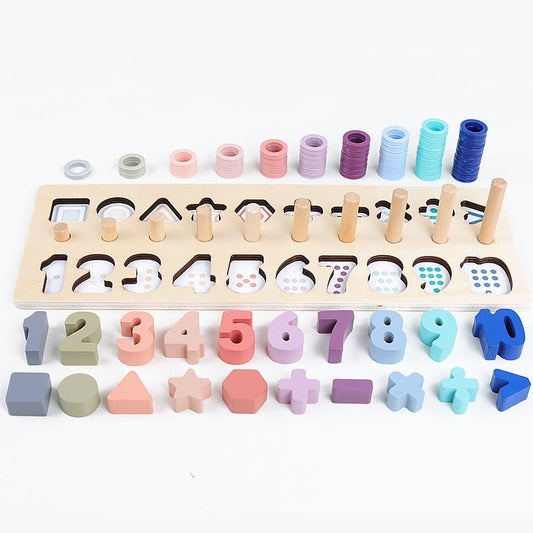 Montessori Wooden count, Shape & stacking learning Set