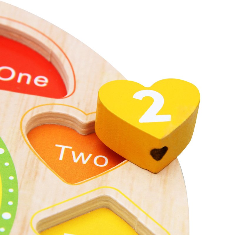 Wooden Shape Colour Clock Puzzle & Time Sorting Number Blocks